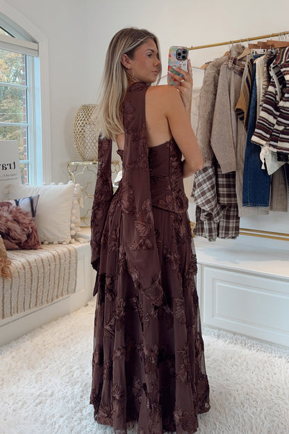 Autumn Vows Maxi Dress- Brown
