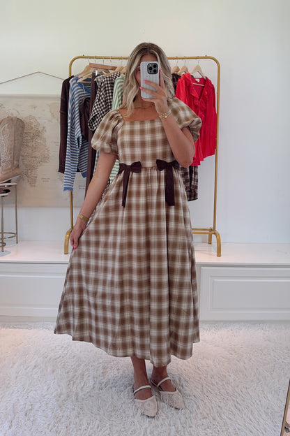 Miss Sullivan Smocked Maxi Dress- Latte