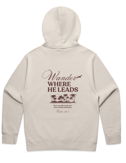 Where He Leads Hoodie- Bone