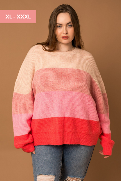 So Sweet Stripe Sweater- Cream/Pink