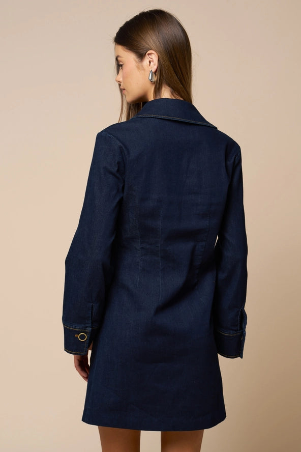 Telluride Denim Mini Dress- Dark Denim
