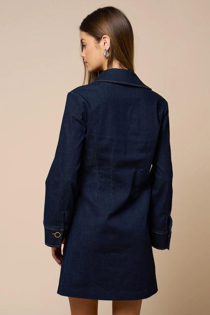 Telluride Denim Mini Dress- Dark Denim
