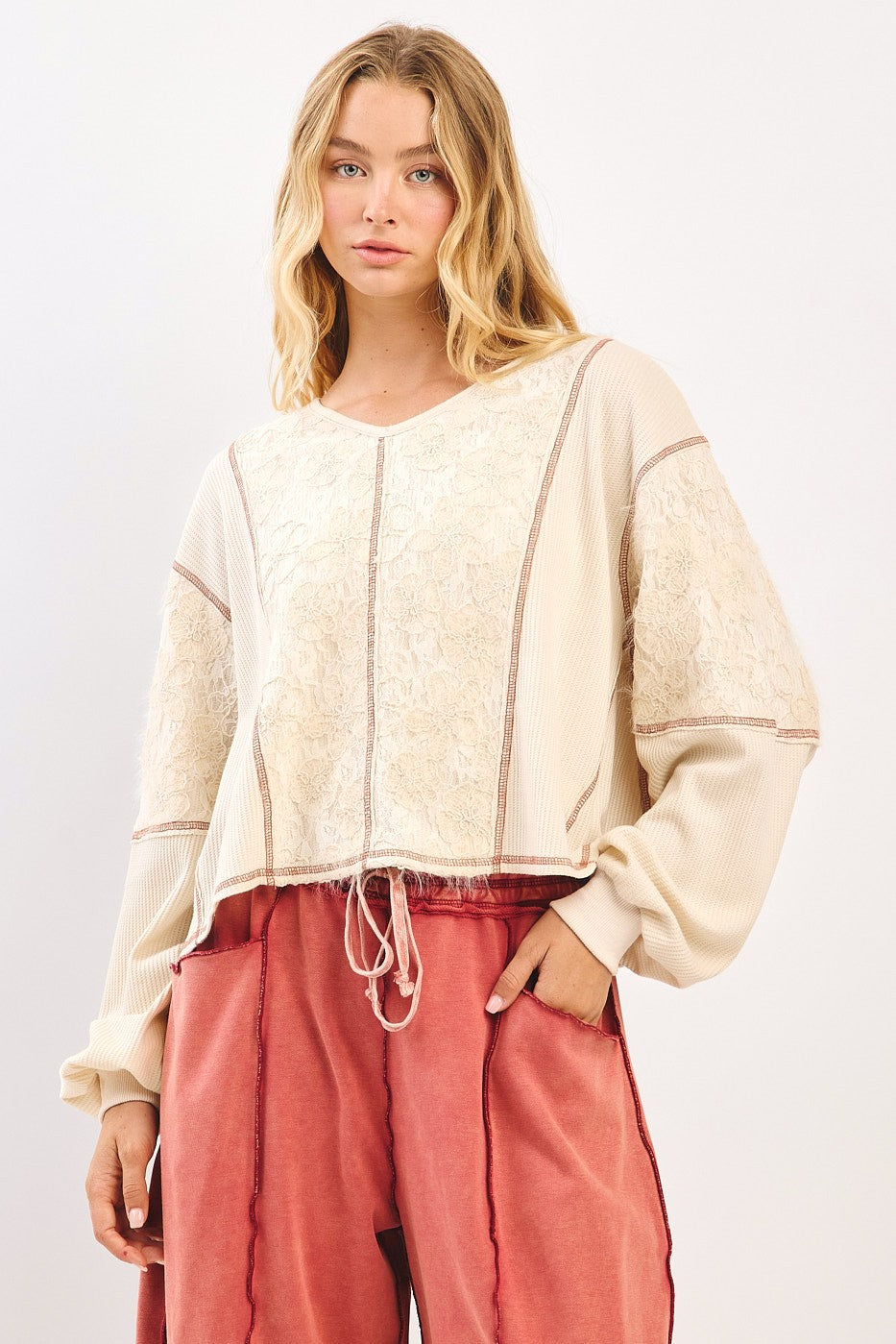First Class Floral Knit Top- Oat