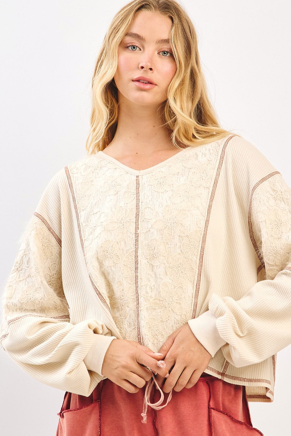 First Class Floral Knit Top- Oat