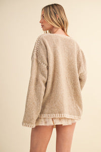 Cambree Bow Tie Cardigan- Taupe