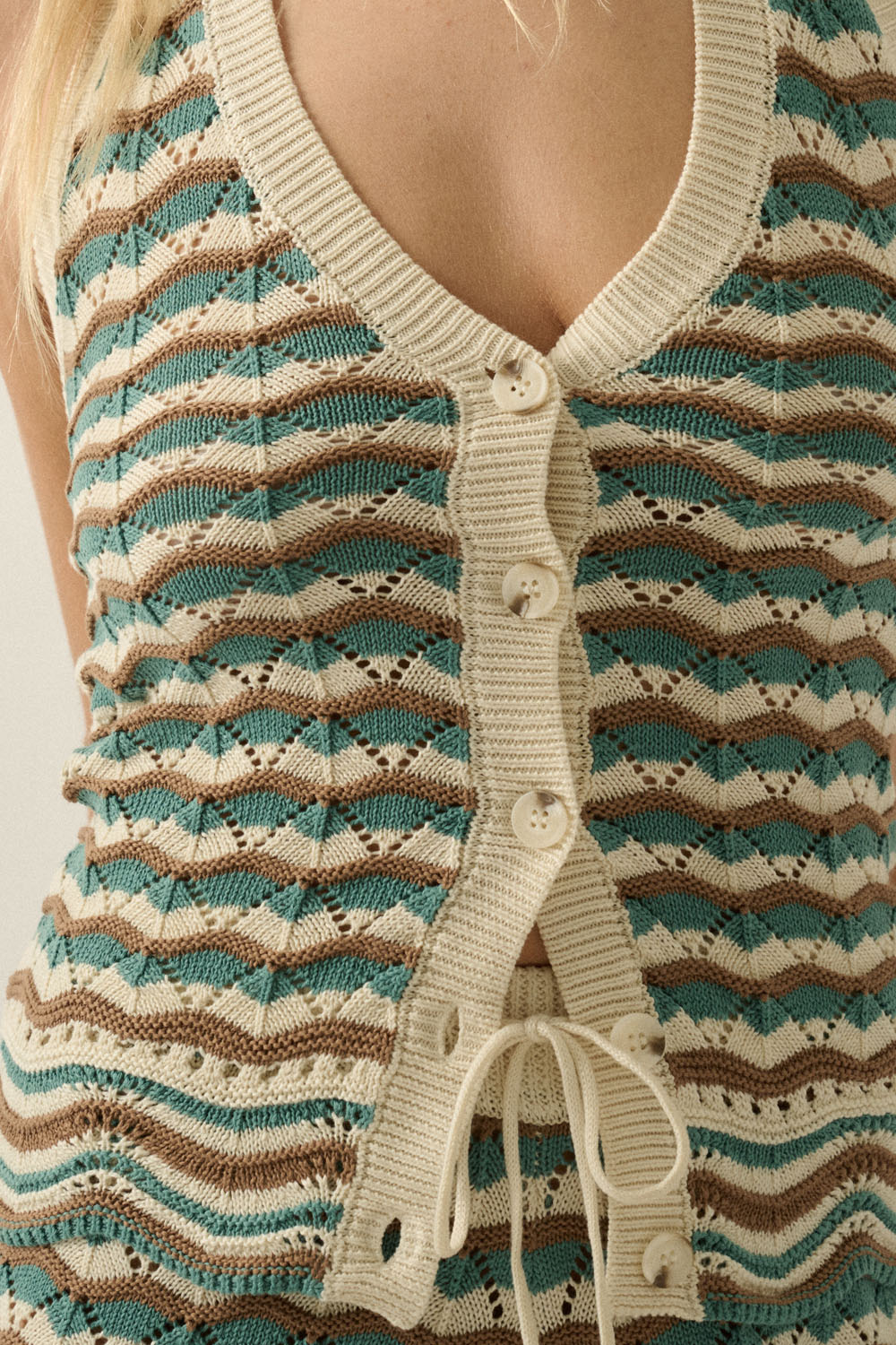 Coastal Crochet Halter Top- Natural