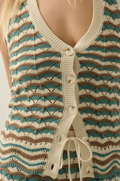 Coastal Crochet Halter Top- Natural