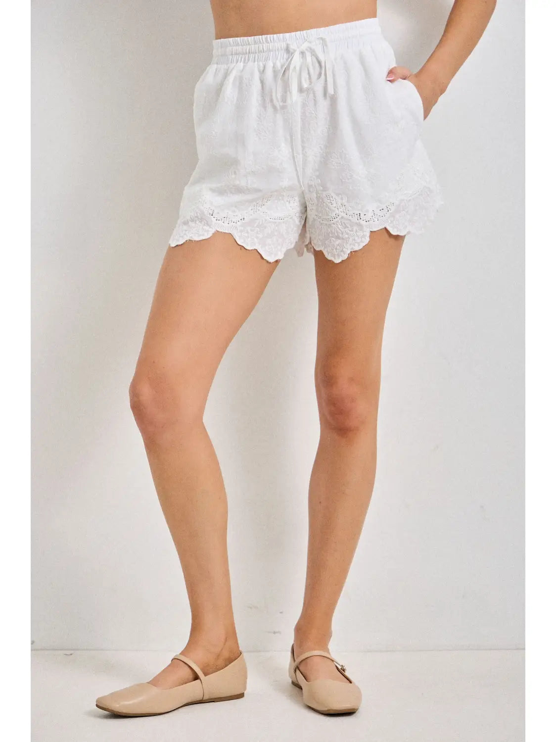 Harbor Breeze Eyelet Shorts- White