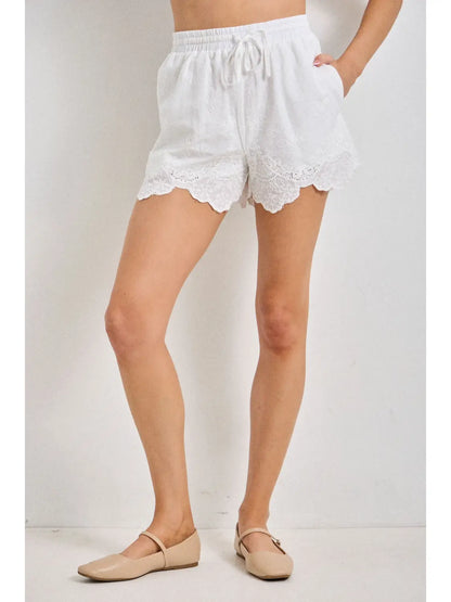 Harbor Breeze Eyelet Shorts- White