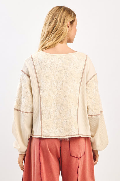 First Class Floral Knit Top- Oat